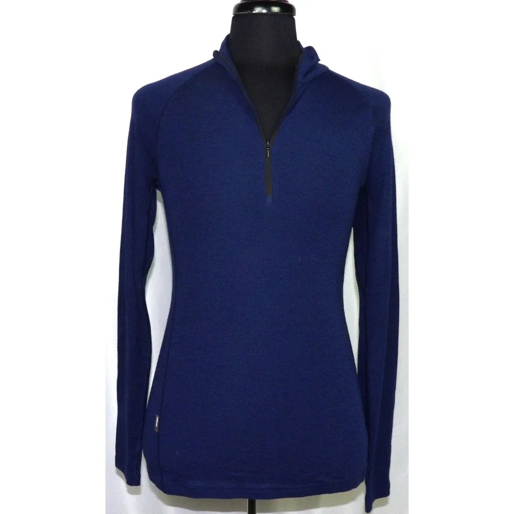 Icebreaker Merino BodyFit Basics 200 Navy Blue 1/4 Zip Base Layer Men's Large